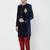 Navy blue velvet straight handwork sherwani for men's