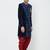 Navy blue velvet straight handwork sherwani for men's