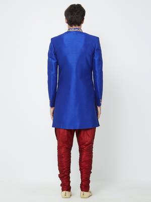 Blue Art silk straight handwork sherwani for men's 4