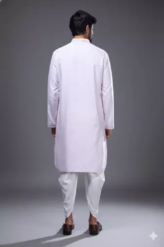 Powder pink silk straight embroidery, mirror pink silk embroidery, mirrors floral and work full sleeve kurta set