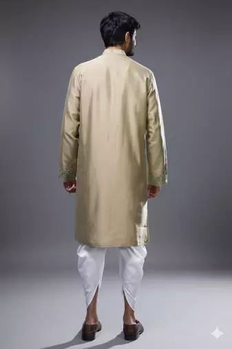Brown silk straight embroidery, mirror brown silk embroidery floral and mirror work kurta pant set
