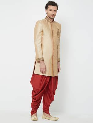 Chiku Art silk straight handwork sherwani for men's 3