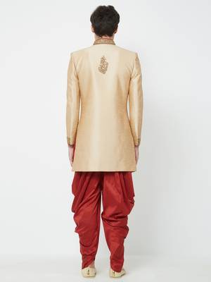 Chiku Art silk straight handwork sherwani for men's 5