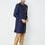 Navy blue art silk straight handwork sherwani for men's