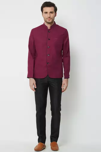 Maroon coton straight plain jodhpuri for men's
