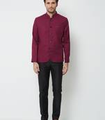 Maroon coton straight plain jodhpuri for men's
