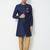 Navy blue art silk straight handwork sherwani for men's
