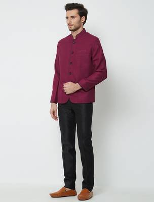 Maroon coton straight plain jodhpuri for men's 2