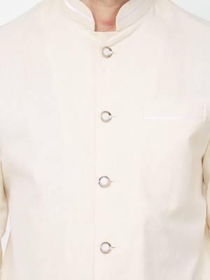Cream coton straight plain jodhpuri for men's 5