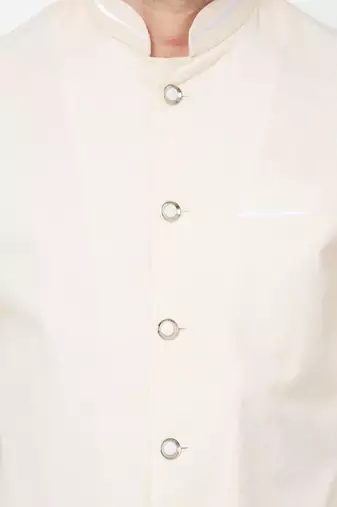 Cream coton straight plain jodhpuri for men's