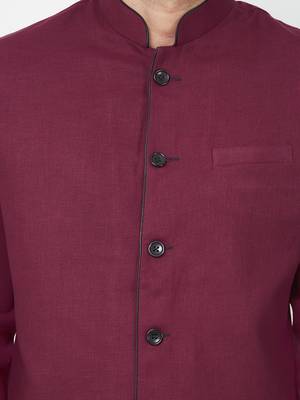 Maroon coton straight plain jodhpuri for men's 4