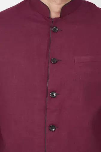 Maroon coton straight plain jodhpuri for men's