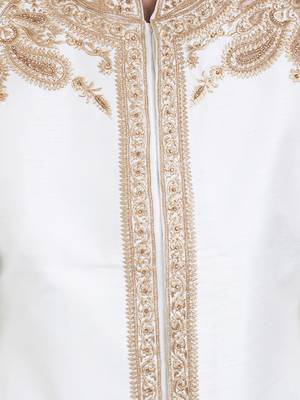 Off white art silk straight embroidery with handwork sherwani for men's 3