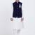 Dark blue velvet straight handwork nehru jacket & kurta for men's