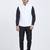 Off white art silk straight plain nehru jacket for men's