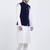 Dark blue velvet straight handwork nehru jacket & kurta for men's