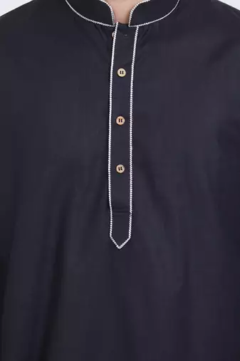 Black coton straight plain kurta for men's