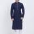 Dark blue coton straight plain kurta for men's