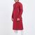 Red coton straight plain kurta for men's