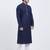 Dark blue coton straight plain kurta for men's