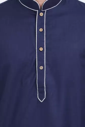 Dark blue coton straight plain kurta for men's