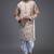 Beige silk straight embroidery beige silk embroidery garden kurta pant set
