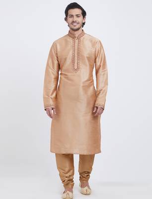 Chiku Art silk straight embroidery kurta for men's 1