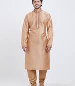 Chiku art silk straight embroidery kurta for men's