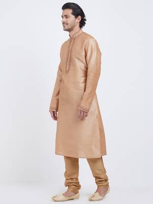 Chiku Art silk straight embroidery kurta for men's 2