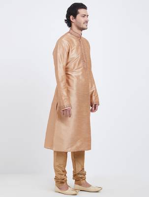 Chiku Art silk straight embroidery kurta for men's 3