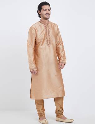 Chiku Art silk straight embroidery kurta for men's 4