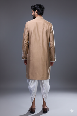 Beige silk blend straight embroidery beige silk blend embroidery garden kurta pant set 4