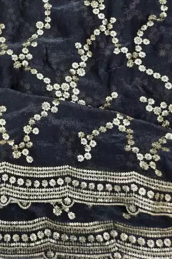 Black Color Sequence Work art silk saree