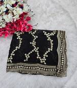 Black Color Sequence Work Silk Saree