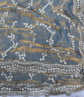 Grey Color Sequence Work art silk saree 2