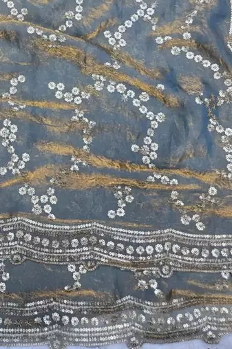Grey Color Sequence Work art silk saree