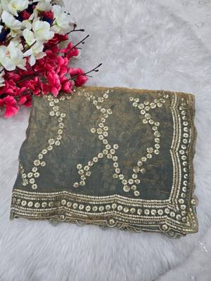 Grey Color Sequence Work art silk saree 1