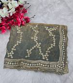 Grey Color Sequence Work Silk Saree