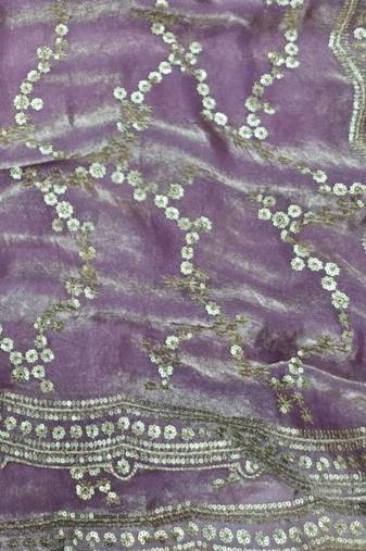 Lavender Color Sequence Work Silk Saree