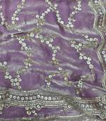 Lavender Color Sequence Work Silk Saree