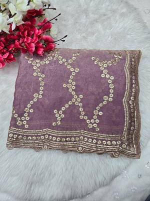Lavender Color Sequence Work art silk saree 3