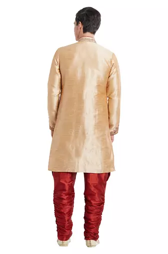 Gold silk straight embroidery with handwork indisherwani for men's