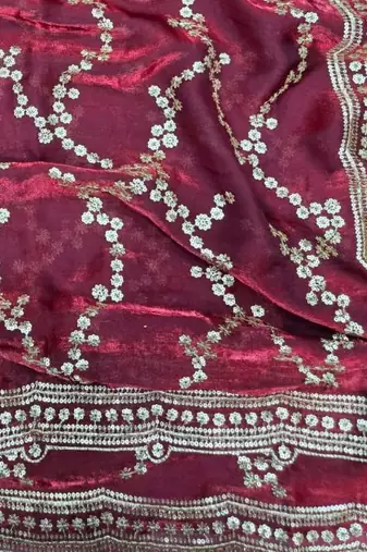 Maroon Color Sequence Work Silk Saree