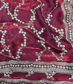 Maroon Color Sequence Work Silk Saree