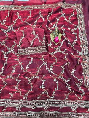 Maroon Color Sequence Work art silk saree 2