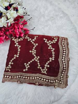 Maroon Color Sequence Work art silk saree 3