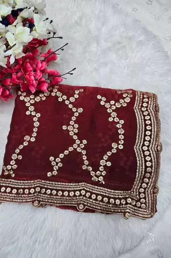 Maroon Color Sequence Work art silk saree