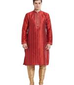 Maroon art silk straight embroidery kurta for men's