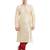 Fawn art silk straight stitched kurta for men's