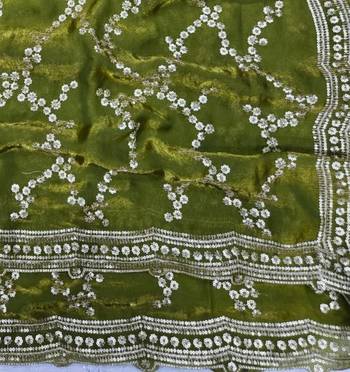 Olive Color Sequence Work art silk saree 1